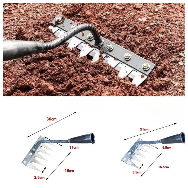 Steel Garden Weeding Rake & Hoe – 5 or 6 Teeth Garden Rake Hoe Qme