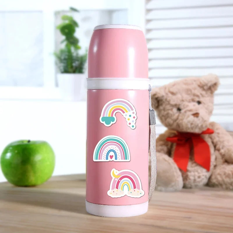 Rainbow Cartoon Graffiti Water Cup – Fun Birthday Drinkware Novelty Water Cup Qme