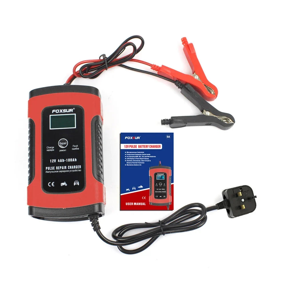APWIKOGER 12V Portable Auto Battery Charger with LCD Display Auto Battery Charger Qme