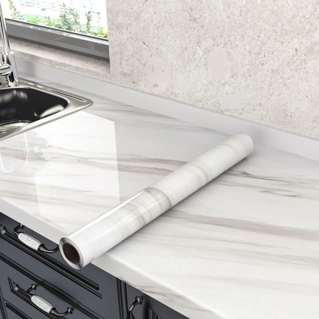 Marble PVC Self-Adhesive Wall Sticker – Waterproof & Oil-Resistant Peel & Stick Wallpaper Qme
