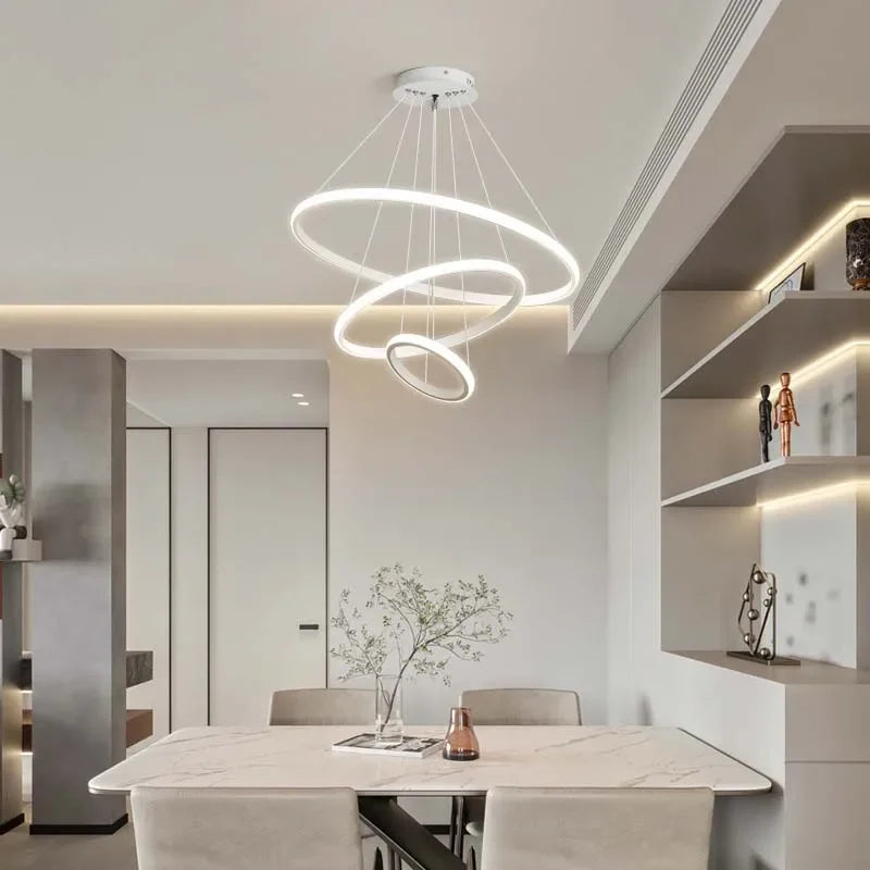 Modern LED Ring Chandelier – Dining Room & Living Room Light LED Ring Chandelier Qme