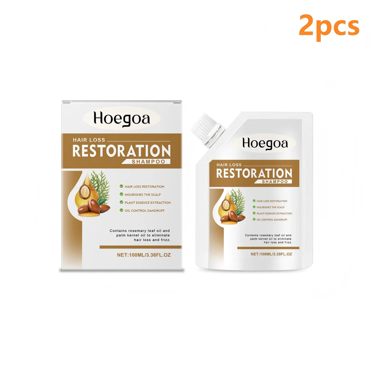 HOEGOA Rosemary Shampoo – Oil Control, Anti-Frizz & Volume Hair Growth Shampoo Qst 2pcs