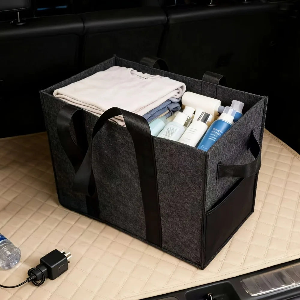 Portable Multi-Compartment Felt Storage Tote Box with Handles Felt Storage Tote Qme