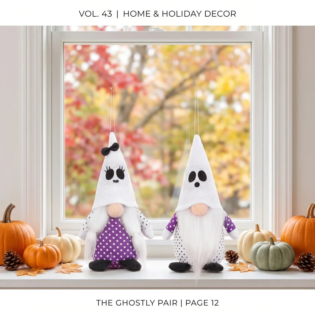 Handmade Fabric Halloween Gnome Ornaments – Faceless Décor Set Halloween Gnome Ornament Qme
