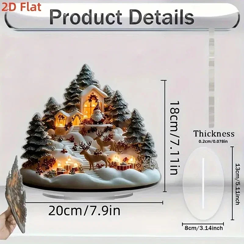 Acrylic Christmas Snowman House Rotating Desk Decor Christmas Desk Decor Qme