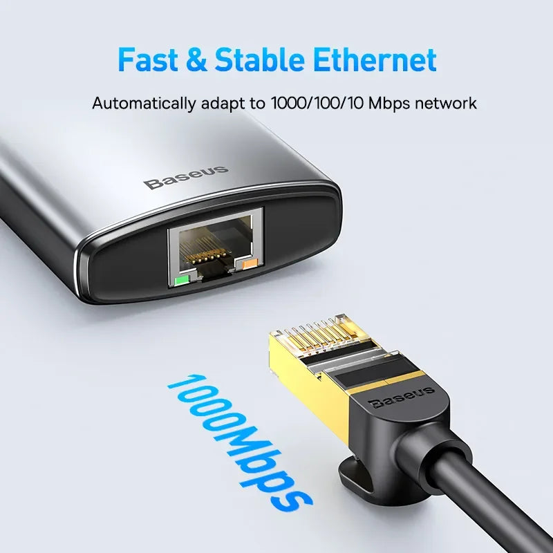 Baseus 8-Port USB-C Hub 4K 60Hz HDMI Ethernet PD 100W USB-C Multiport Hub Qst