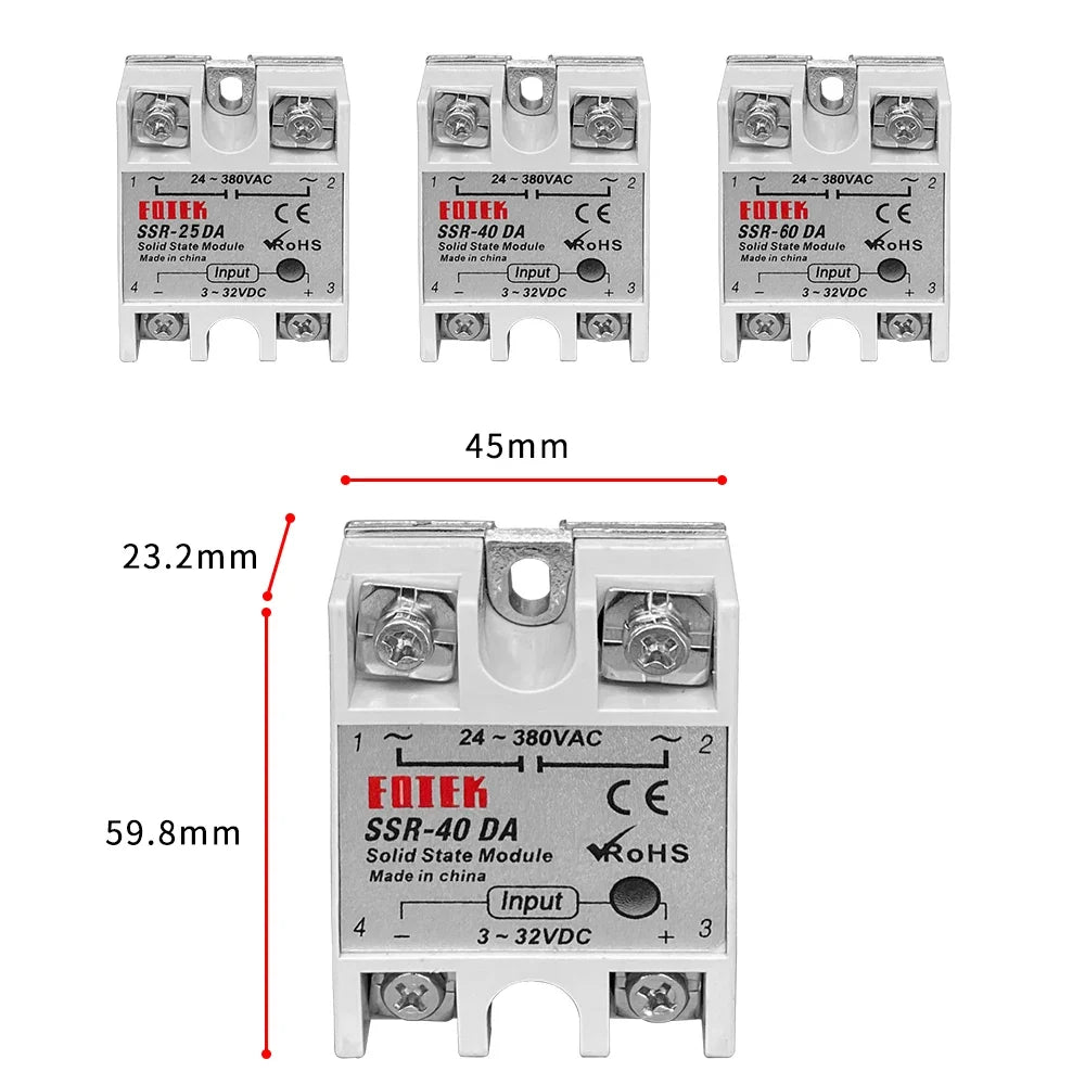 SSR-40DA Solid State Relay 40A 250V 3-32VDC | 10-Pack Solid State Relay Qme