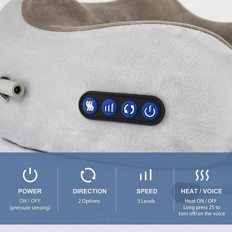 Electric Shiatsu Neck Massager – 3D Kneading Heat U-Pillow Neck Massager Pillow Qst