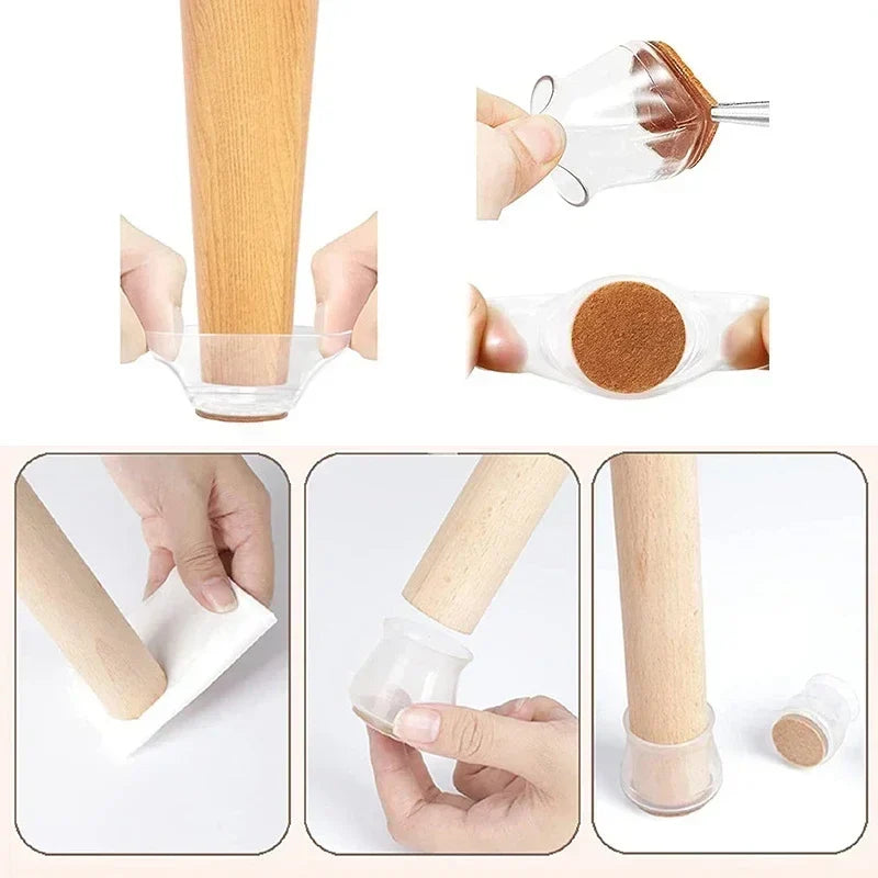 Silicone Chair Leg Floor Protectors with Felt Wrap – 4 Pack Furniture Leg Protectors Qme