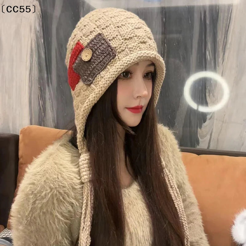 Women's Handmade Braided Knit Tassel Hat – Winter Beanie Knit Winter Hat Qst