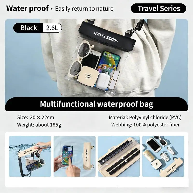 Universal Waterproof Phone Pouch | Full Touch Transparent Window Waterproof Phone Pouch Qme black