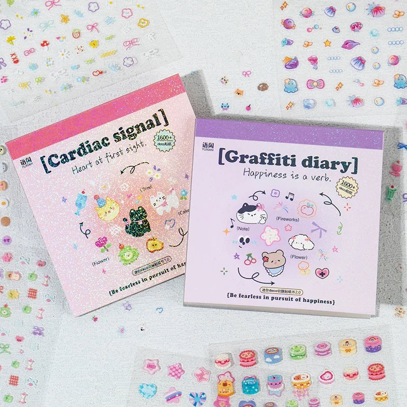 Kawaii Cartoon Sticker Book – DIY Diary & Collage Handbook DIY Sticker Book Qme