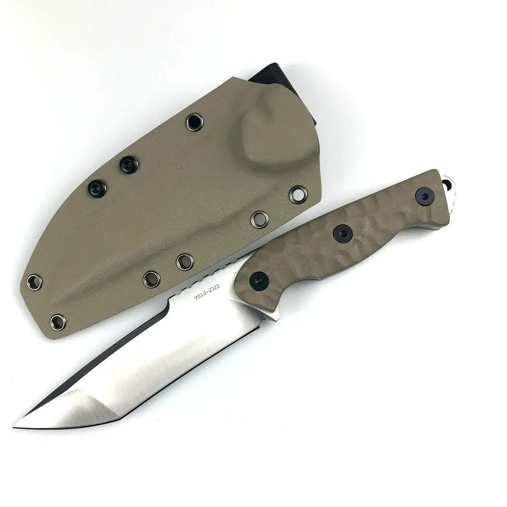 TRSKT VG10 Fixed Blade Hunting Knife – 8mm Thick G10 Handle Fixed Blade Knife Qst