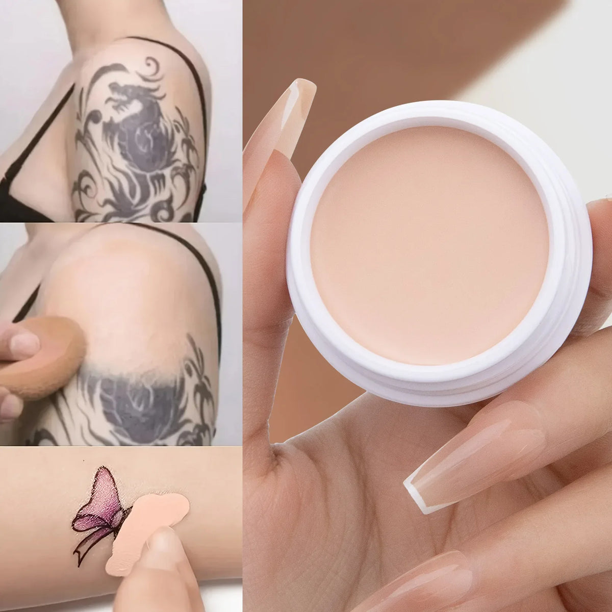 QIC Waterproof Concealer Cream – Full Tattoo Coverage Makeup Concealer Cream Qme