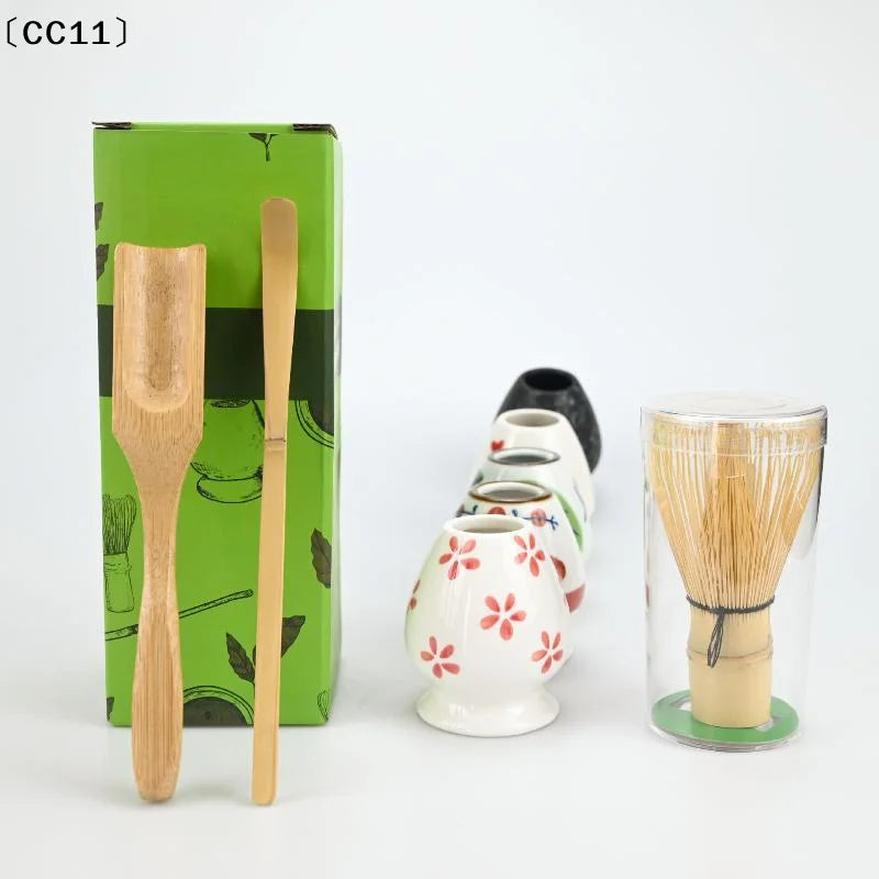 Japanese Matcha Tea Set – Bamboo Whisk, Teaspoon & Spoon Matcha Tea Set Qme