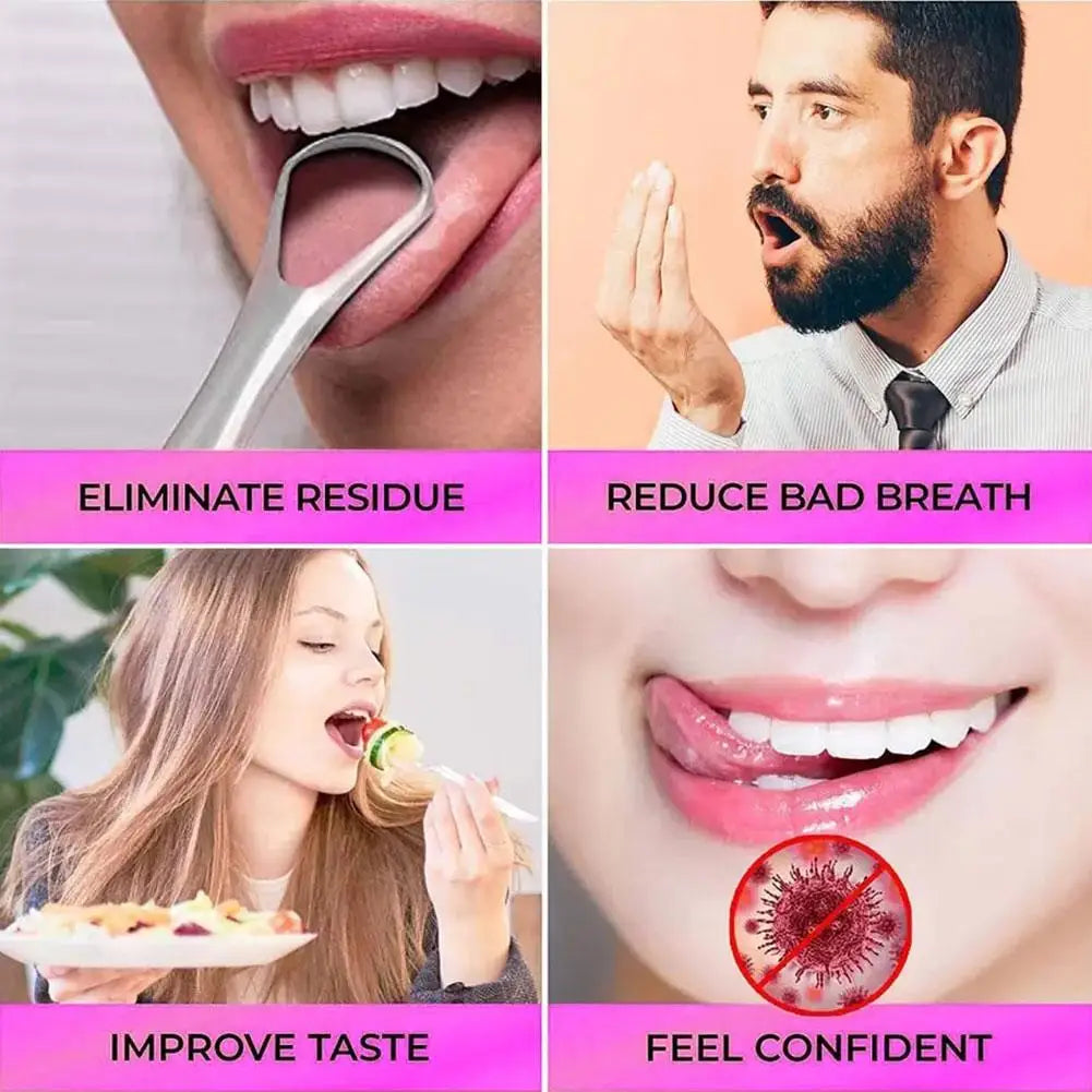 Reusable Stainless Steel Tongue Scraper for Fresh Breath Tongue Scraper Qme