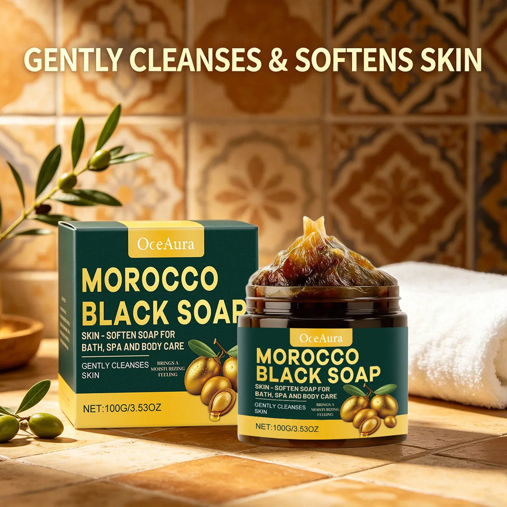 Oceaura Morocco Black Soap – Moisturizing Gentle Body Cleanser Moroccan Black Soap Qme