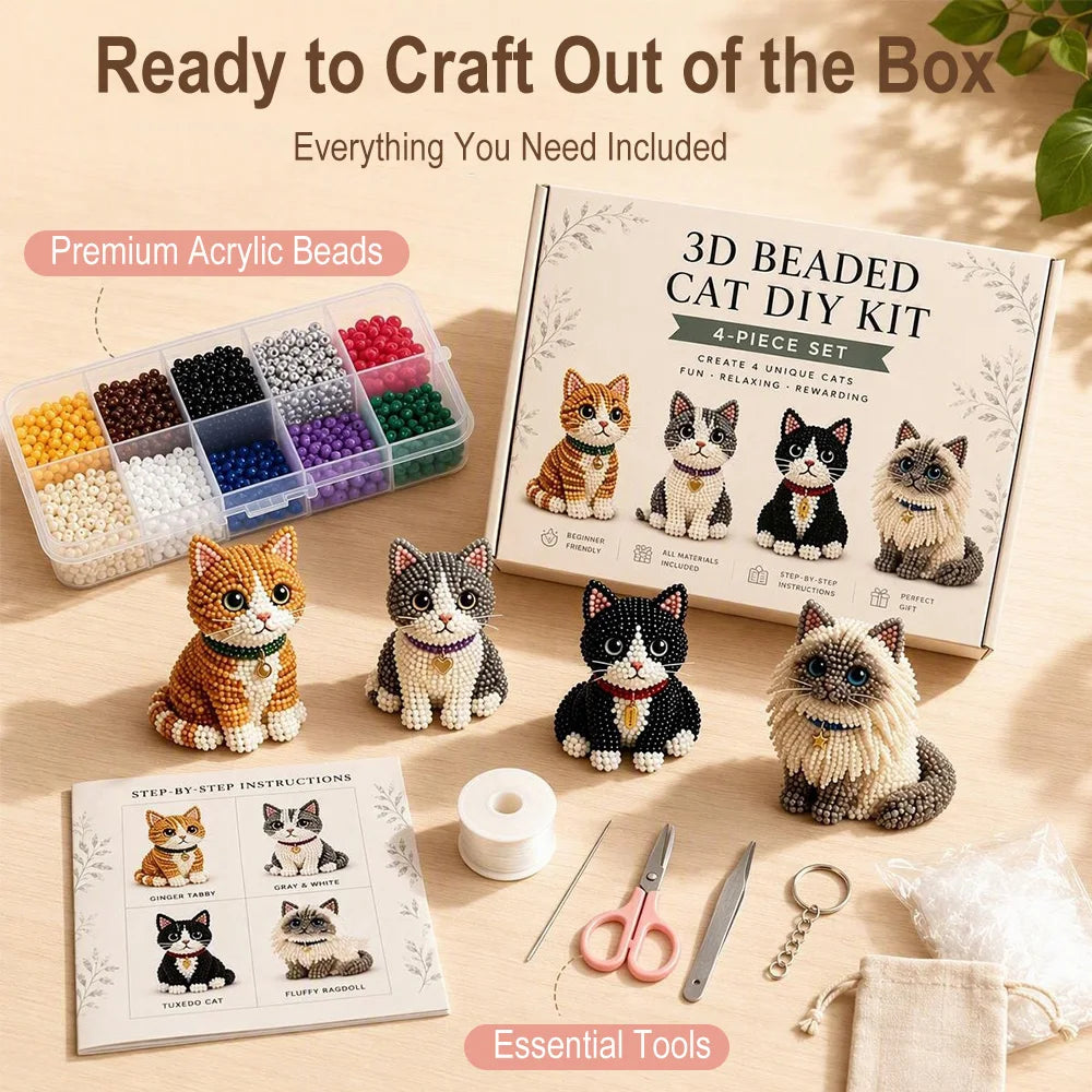 3D Beaded Animal Craft Kit – DIY Beadwork Art Set with Instructions DIY Beading Craft Kit Qst