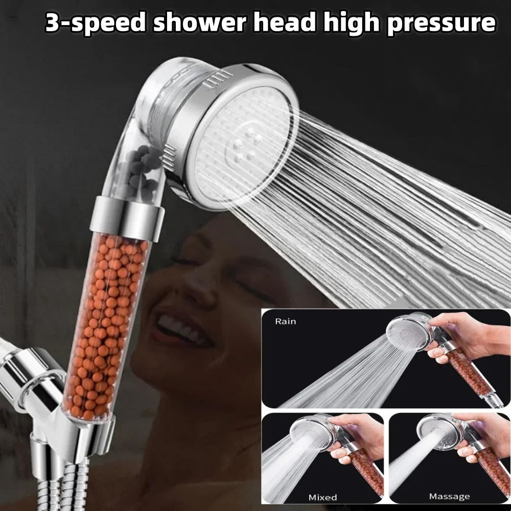 3-Speed Negative Ion Filtered Shower Head | Water Purifier Filtered Shower Head Qme