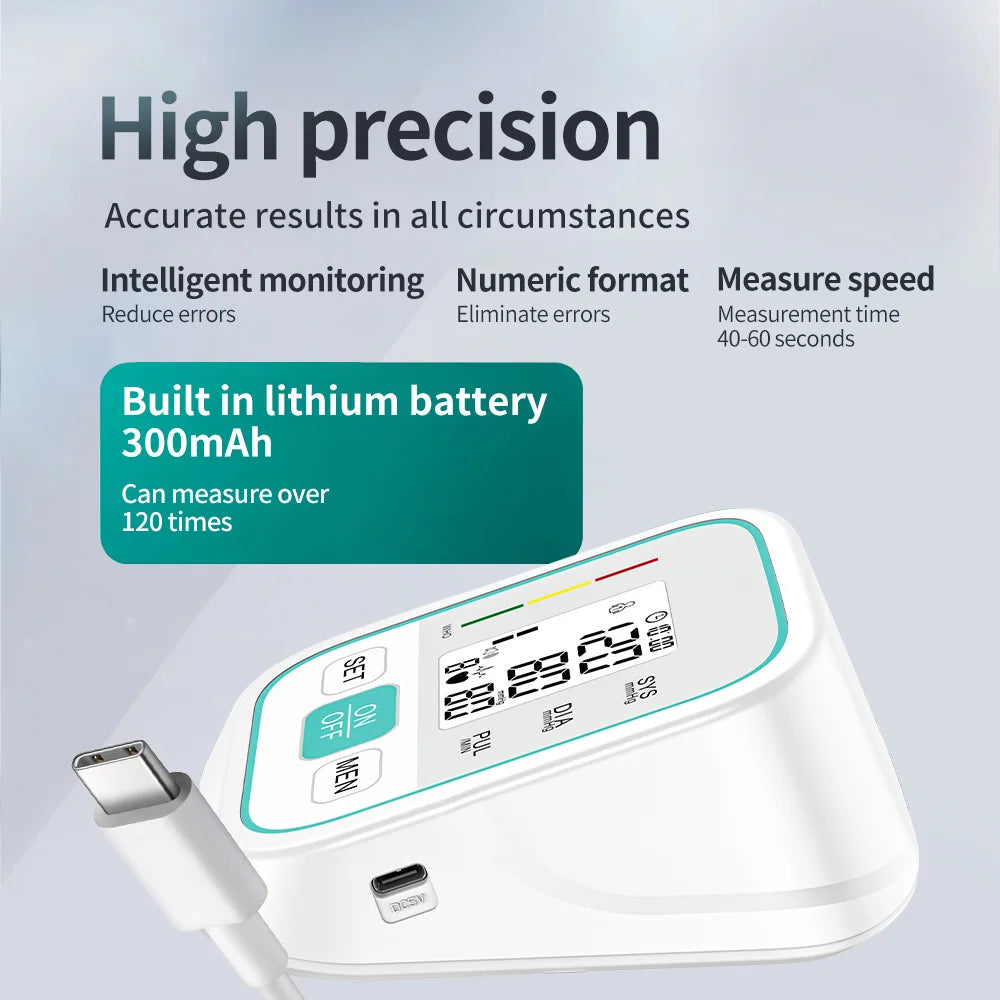 Upper Arm Blood Pressure Monitor – LCD, Voice & USB Rechargeable Blood Pressure Monitor Qst