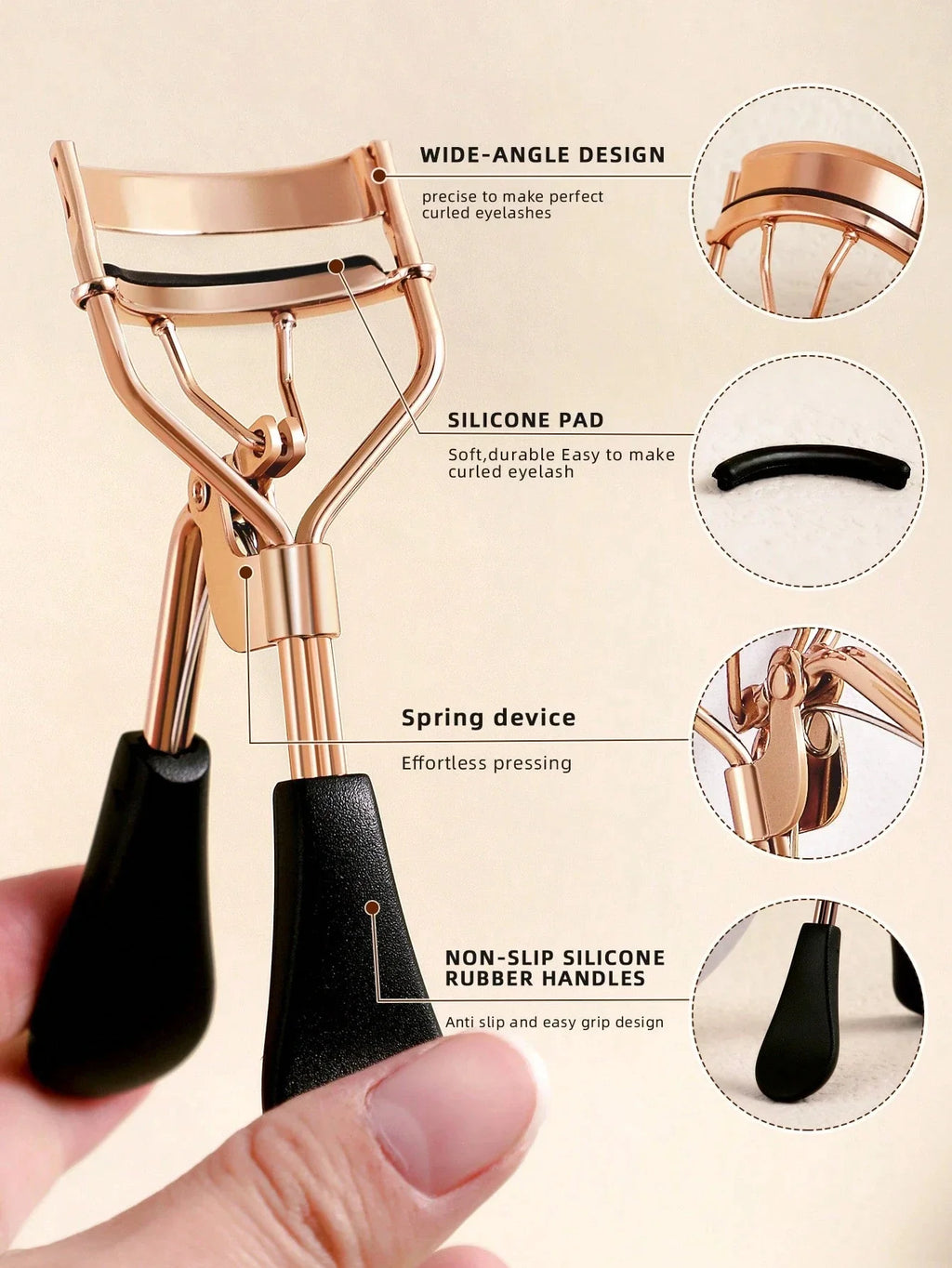 Eyelash Curler with 15 Silicone Pads – Portable Stainless Steel Eyelash Curler Qme