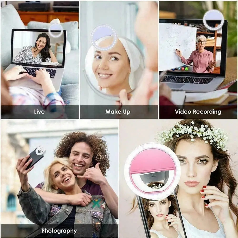 Portable LED Selfie Ring Light – 3 Brightness Levels for Phone Selfie Ring Light Qme