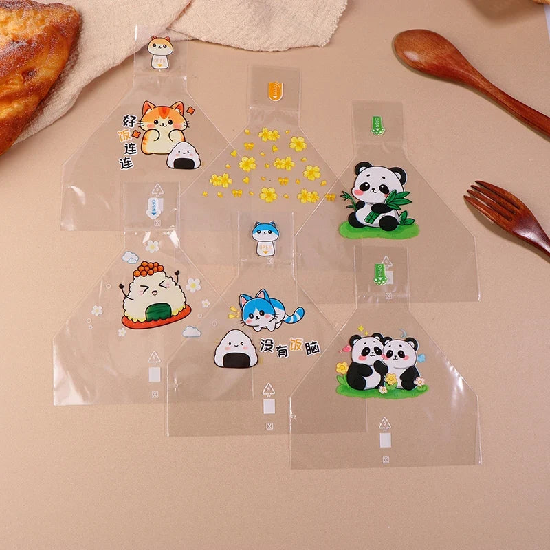 Cartoon Onigiri Triangle Rice Ball Disposable Bags 50pcs Onigiri Packaging Bags Qme