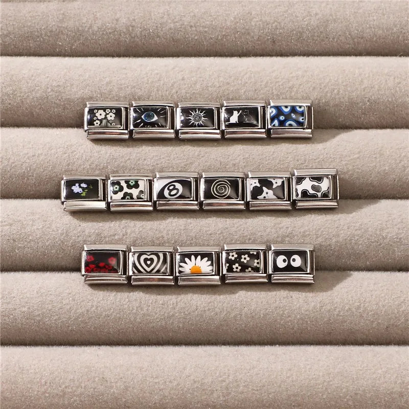 Cute White Cat Daisy Eyes Charm – Italian Link Bracelet Bracelet Charm Qme