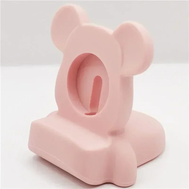 Silicone Desktop Stand for Apple Watch Series 4–10 & SE Apple Watch Stand Qme 02-Pink