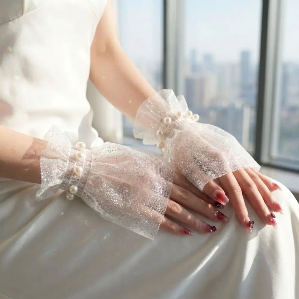 Tulle Sequin Nail Art Background Wrist Fake Sleeves 15cm Nail Art Accessory Qme