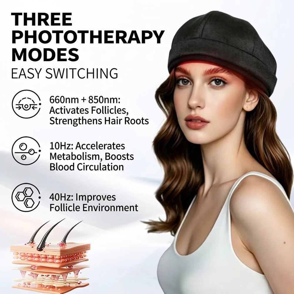 108 LED Hair Growth Cap – Red & Blue Light Therapy, 20-Min Timer LED Hair Therapy Cap Qst