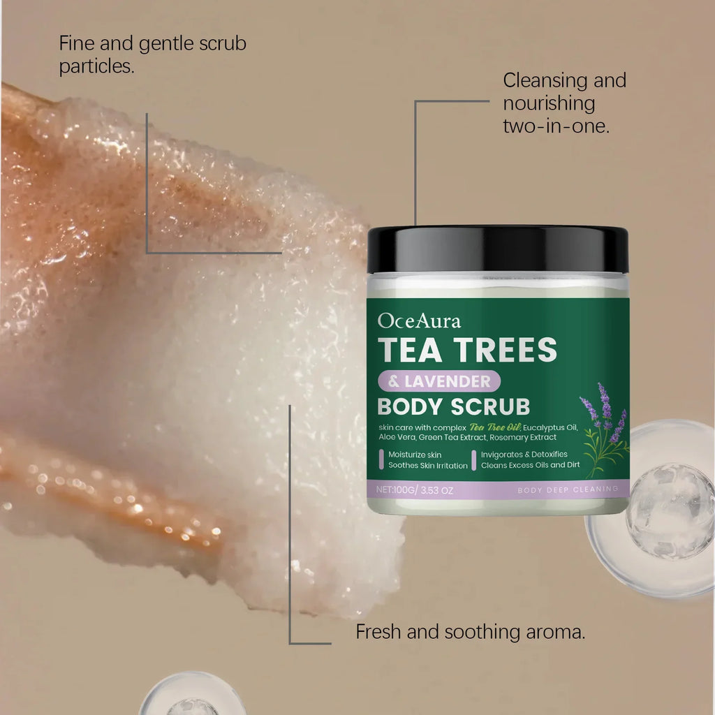 Oceaura Tea Tree Lavender Body Scrub – Gentle Deep Cleanse Body Scrub Qme