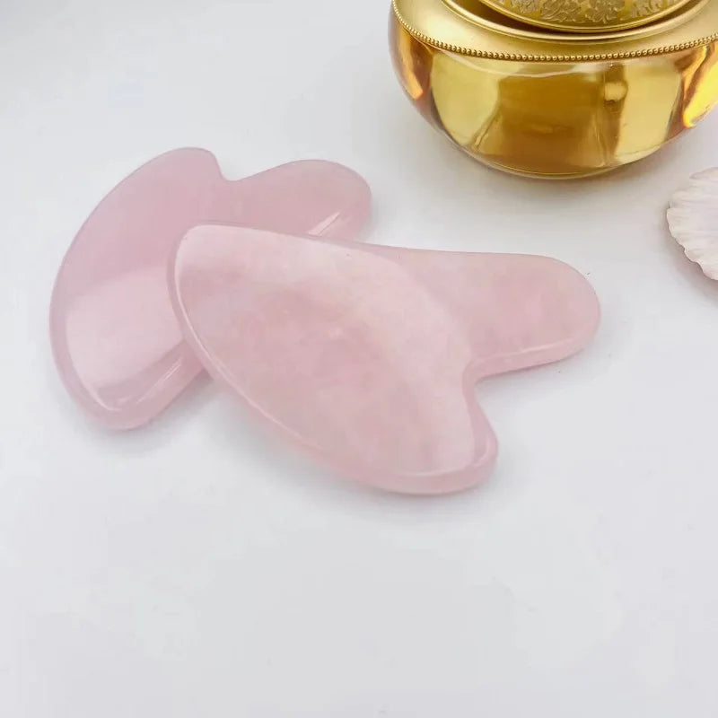 Heart Gua Sha Rose Quartz & Jade Face Massage Tool Gua Sha Massage Tool Qme