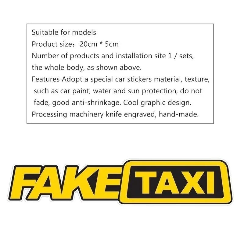Funny Fake Taxi Car Window Sticker – Creative Vinyl Decal Car Window Decal Qme
