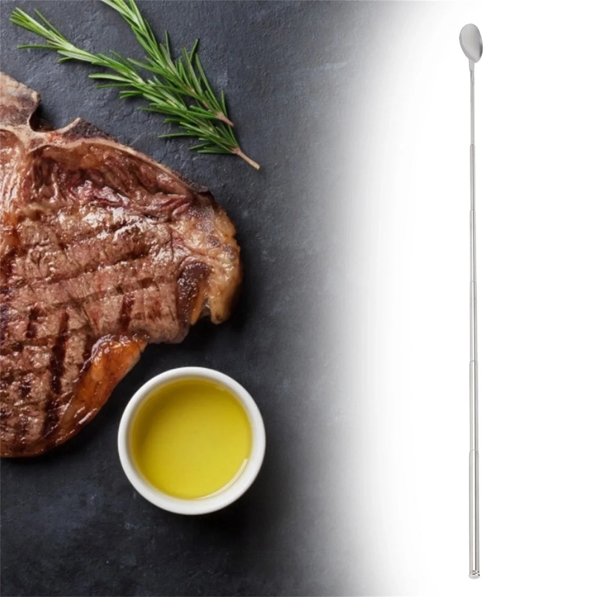 Telescopic BBQ Spoon & Fork Set – Extendable Stainless Steel BBQ Utensil Set Qme