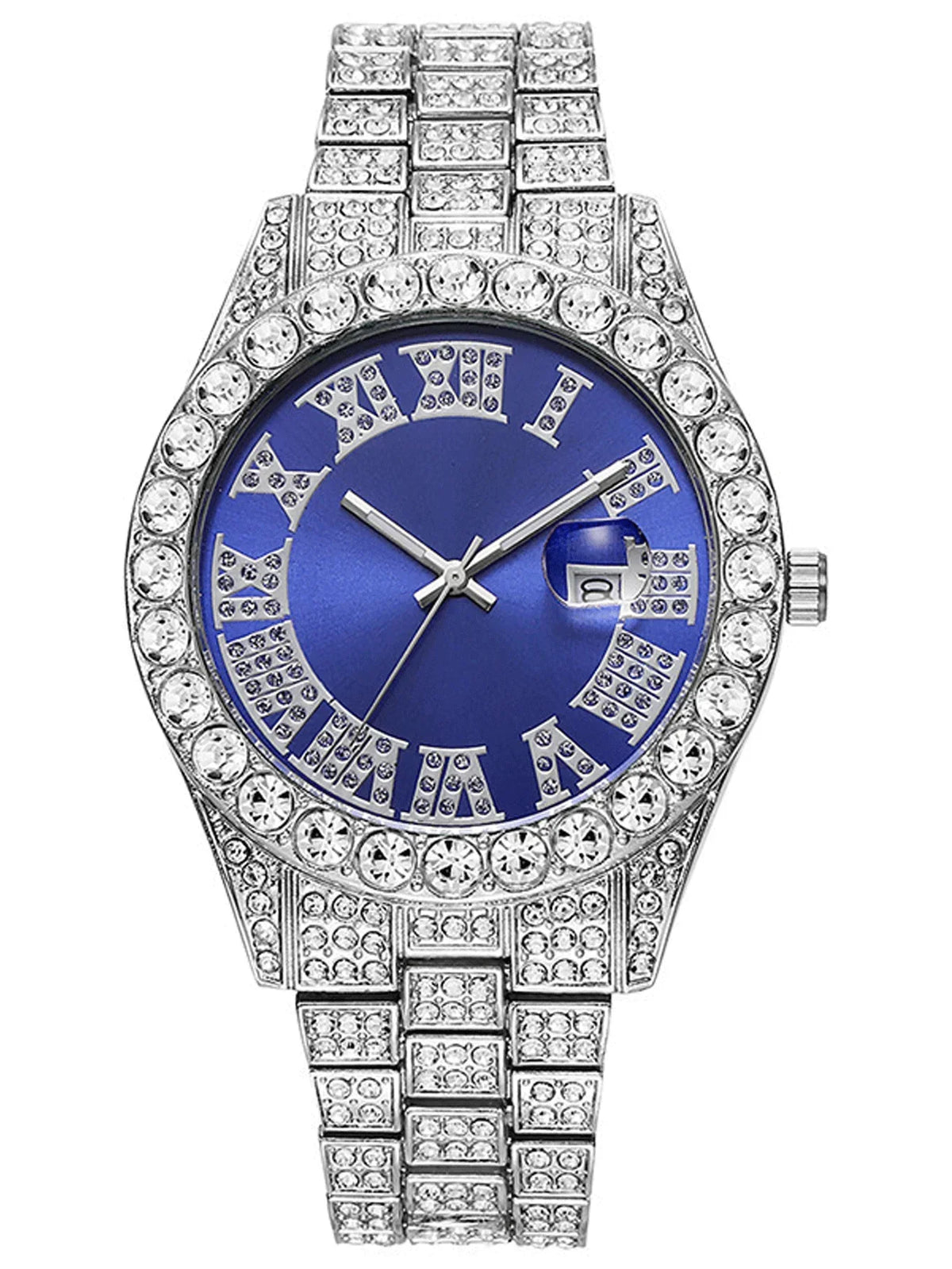 Women's Iced Out Silver Plated Hip Hop Watch & Jewelry Combo Watch & Jewelry Set Qme