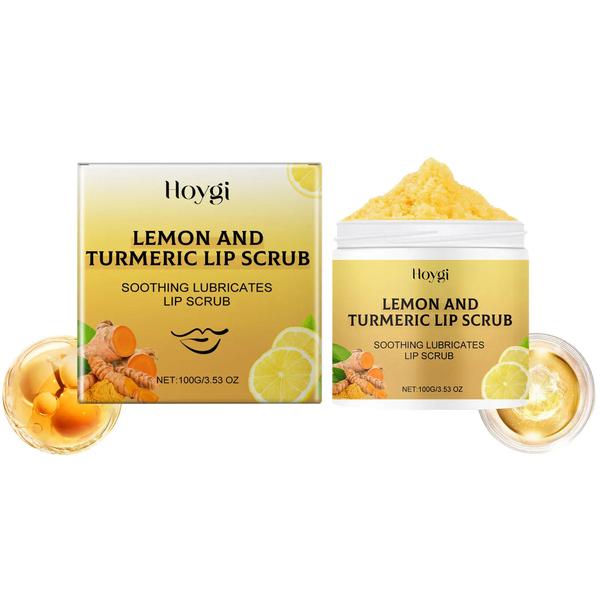 Turmeric Lemon Lip Scrub – Exfoliating & Moisturizing Lip Scrub Qme 100g Boxed