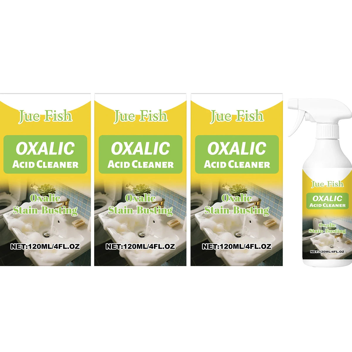 Oxalic Acid Multi-Surface Cleaner – Stain & Odor Remover Multi-Surface Cleaner Qme 3 x 120ml Boxed