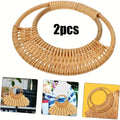 Circular Rattan Bag Handles – DIY Wicker Woven Accessories 2 Pcs Bag Handles Qme 2pcs