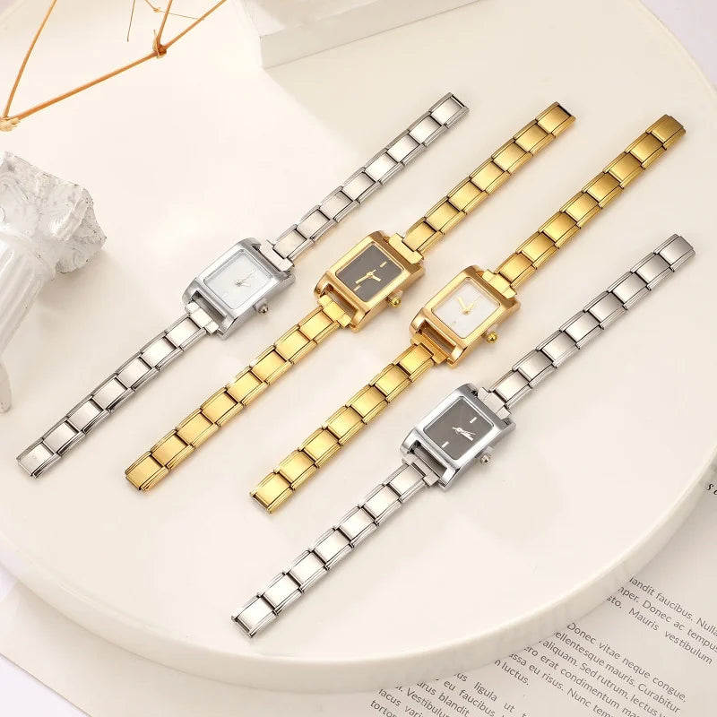 Women's Stainless Steel Square Triangle DIY Watch Bracelet DIY Watch Bracelet Qme