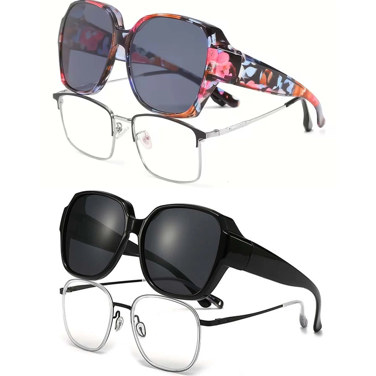 VOPHA T01 Fit Over Sunglasses UV400 – Square Driving Shades Fit Over Sunglasses Qst 2PC-3