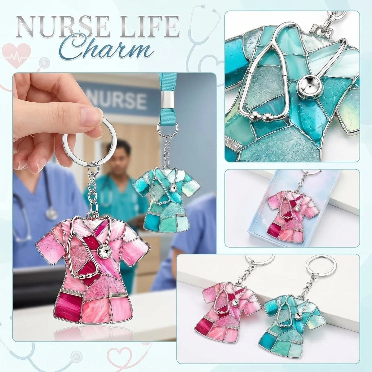 Acrylic Nurse Uniform Keychain Pendant Tag | Cute Gift Acrylic Keychain Charm Qme