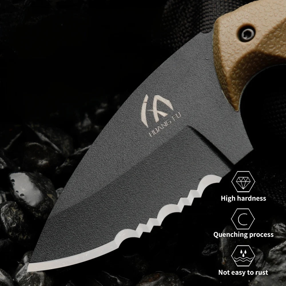 HUANGFU Straight Knife with Sheath – Outdoor Fixed Blade Fixed Blade Knife Qst