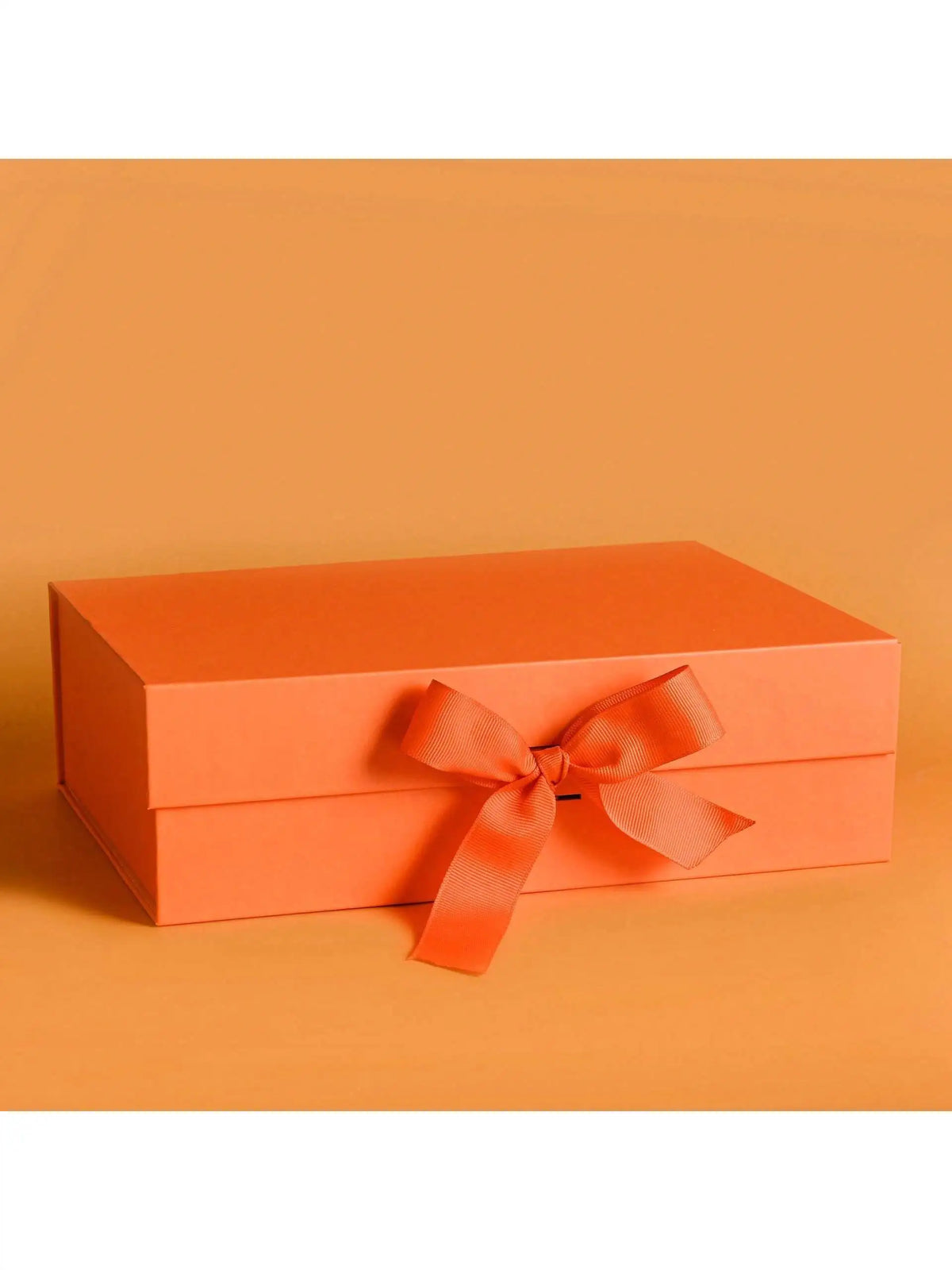 Foldable Magnetic Closure Ribbon Gift Box – 10 Colors Magnetic Gift Box Qme orange M Other