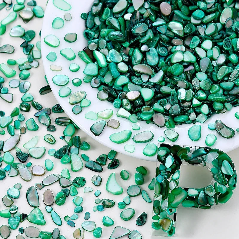 Natural Pearl Crushed Seashell Slices – Nail Art & DIY Crafts Nail Art Shell Particles Qme Green