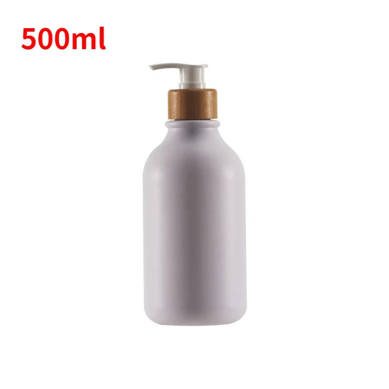 Wood Pump Soap Dispenser Bottle – Refillable Liquid Container Soap Dispenser Qme 500ml-white-woodpump