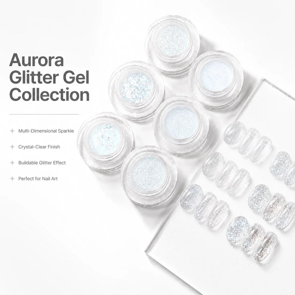 Aurora White Iridescent Nail Glitter Ice Crystal Sequins Nail Art Glitter Qme WHITE