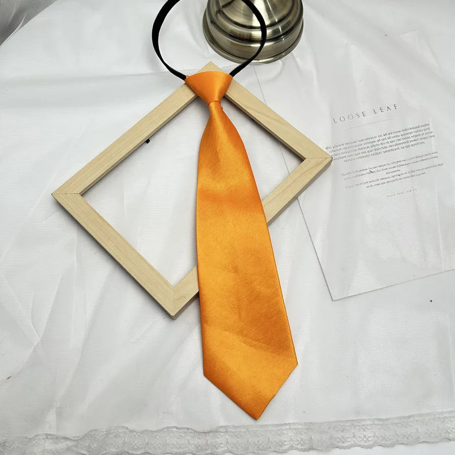 Solid Color Zipper Tie – Short Style Necktie | 11 Colors Zipper Necktie Qme POLYESTER Yellow