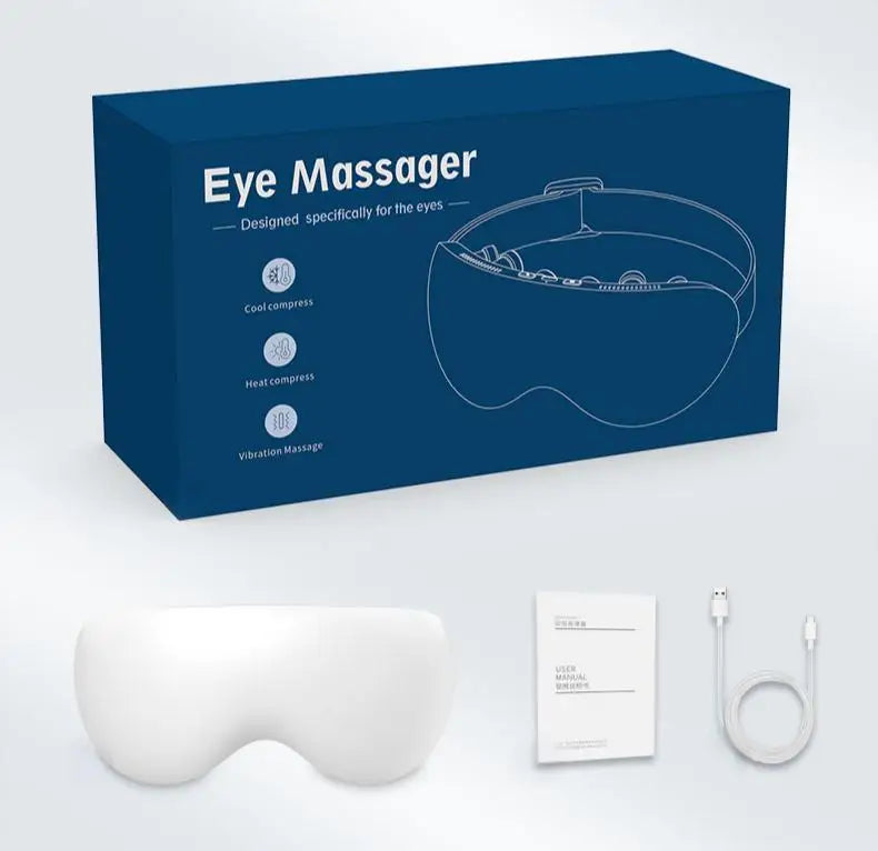 VIMYSHOW 2-in-1 Eye Massager – 12-Node Vibration & Cooling Eye Massager Device Qst WHITE