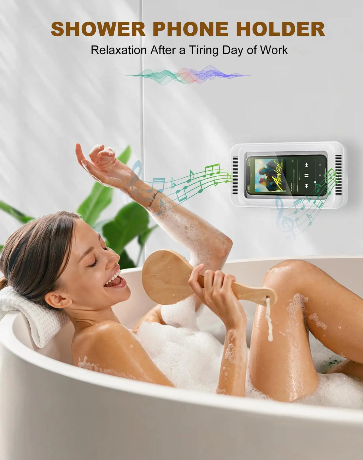 Waterproof Shower Phone Holder & Speaker – 480° Wall Mount Shower Phone Holder Qme